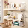 Estante de almacenamiento de pared sin taladrar, esenciales para dormitorios para camas de estudiantes, cesta colgante de pared, estante de almacenamiento para dormitorio