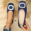 Zapatos Planos de Punta Cuadrada Talla Grande 2025 para Mujer de Uso Diario con Sentido del Diseño, Zapatos de Salón Transpirables Elegantes Poco Profundos, Zapatos Planos de Nicho con Suela Suave
