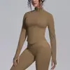 Jaqueta com Zíper de Tricô Sem Costura Cor Sólida Estilo Europeu e Americano Top Esportivo Calça de Yoga Cintura V Justa Levanta Bumbum Conjunto para Corrida Yoga