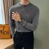 Suéter Masculino Gola Alta Meia, Tricô Básico Liso Novo Outono/Inverno, Camisa Base Simples Slim Fit para Negócios