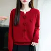 Suéter de Crochê Manual Novo Outono/Inverno 2026 com Quatro Rosas para Mulheres, Gola Redonda, Manga Longa, Caimento Solto, Top de Tricô Casual