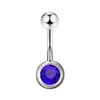 Moda europea y americana acero inoxidable taladro de presión exquisito anillo de ombligo de un solo taladro clavo de ombligo de diamantes de imitación nacionales adornos básicos de diamante para el ombligo