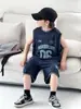 Traje Deportivo de Malla Chaleco de Moda Verano Nuevo Pantalones de Cinco Puntos Sueltos Traje Casual Guapo para Niño Uniforme de Baloncesto