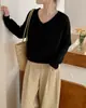 Suéter Pulóver de Manga Larga de Color Sólido Suave y Delicado Estilo Coreano para Mujer, Nuevo Tendencia de Tejido Versátil Holgado Otoño e Invierno 2025