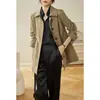 Elegante trench coat feminino estilo coreano, novo outono 2026, casaco casual slim fit de comprimento médio para mulheres baixinhas