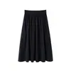 Falda de paraguas retro elegante de cintura alta para mujer, verano, estilo Hepburn negro, falda plisada esponjosa, vestido pequeño para personas altas