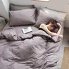 Algodón 100% Teñido en Hilo Algodón Lavado Juego de Cuatro Piezas Puro Algodón Sin Marca Suministro del Fabricante Ropa de Cama Funda de Edredón Calidad Japonesa Sábana Ajustable Venta al por Mayor