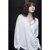 4627 # Camiseta Branca Henley Manga Longa Moment Estilo Novo Popular Primavera Cedo Casual Versátil Estilo Preguiçoso