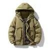 Chaqueta de algodón con relleno de plumón transfronteriza, abrigo de algodón a prueba de viento para hombre de invierno, ropa de algodón estilo ropa de trabajo, chaqueta con capucha cálida casual para exteriores engrosada