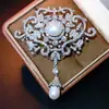 Broche de Lujo Transfronterizo con Circonita y Perlas Naturales, Borla Estilo Corte Vintage Francés, Adecuado para Trajes y Vestidos