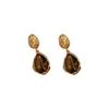 Pendientes Retro Maillard Caramelo Ojo de Tigre para Mujer, Lujo Accesible de Nicho, Pendientes Elegantes de Gama Alta, Pendientes Únicos y Hermosos