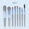 Kit de Mini Pincéis de Maquiagem Portátil para Viagem com 8 Peças Pincel para Sombra Cor Morandi Suprimentos de Beleza para Iniciantes Armazenamento