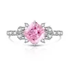 Anillo de Corona de Flor de Hielo Cortada con Piedras Preciosas de Colores Más Vendido en Tiktok Xiaohongshu para Mujeres, Anillo de Diamante de Alto Carbono de Lujo de Moda, Entrega Directa