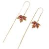 Pendientes elegantes de circonita roja estilo TikTok con borla de hoja de arce para mujer, broche, pendientes de alta gama, exquisita cadena para suéter