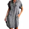 Vestido Chemise Feminino de Lapela Manga Curta Slim Fit Estilo Novo Europeu e Americano 2026, Popular nos Sites Independentes da Amazon