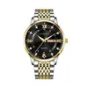 1 pieza Reloj de Hombre Calendario Semana Impermeable Acero Inoxidable Esfera Grande Negro de Negocios Cuarzo