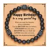 Amazon Explosions Pulsera para Hombre Pulsera de Piedra Volcánica Cuadrada Mate Regalo del Día del Padre Pulsera con Tarjeta para Papá