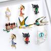 Broche de moda transfronterizo con forma de animal, golondrina, búho de diamantes, elegante ramillete de pájaro, alfiler de alta gama al por mayor