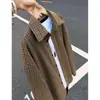 Camisa de Hombre Textura Retro Americana Primavera y Otoño Holgada Casual Versátil Cárdigan Camisa de Manga Larga Ropa de Abrigo para Pareja