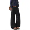 Calça Jeans Scimitar Cor Crua Costura Contrastante Estilo Americano Transfronteiriça para Homens, Marca Trendy Nova Solta Retrô High Street Wide-Leg