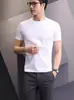 Playera de Manga Corta para Hombre Slim Fit 2024 Verano Delgada Color Puro Básica Top con Camiseta Interior Aspecto Adelgazante