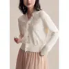 Cárdigan de Punto con Lentejuelas Pesadas y Diseño Floral de Encaje para Mujer 2026 Otoño/Invierno Nuevo Estilo Lana de Oveja Cachemira Top