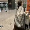 Estilo Étnico Estampado Geométrico Patchwork Bufanda Grande de Seda Suave Transpirable Para Salidas Viajes Habitaciones con Aire Acondicionado Cálido Doble Uso Chal Grande