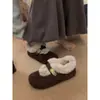 Zapatos Birkenstock de Plataforma Retro para Mujer Estilo Nuevo Invierno Felpa Cálida Botas de Nieve Zapatos de Piel sin Cordones