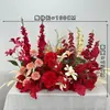 Arreglos de flores artificiales para bodas, arreglos florales para decoración de pasillo, decoraciones de escaparate de compromiso con temática de bosque, arreglos de escena de boda de color rojo rosa
