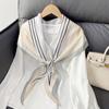Bufanda de Gasa a Rayas Estilo Simple de Dongdaemun de Corea del Sur Decoración Bufanda Pequeña Versátil Diadema Estampada Trendy Rombo para Mujer Venta al por Mayor