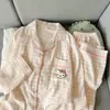 Pijama estilo Ins para mujer con diseño de gatito KT, para primavera y otoño, de manga larga y pantalón largo, algodón nube, lindo de dibujos animados, se puede usar fuera como ropa de casa