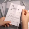 Papel Sulfite Branco Porta-Cartão Dupla Porta Convite de Casamento Cartão de Convite de Casamento Impressão de Convite de Casamento Simples e Elegante