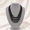 Collar de perlas de vidrio estilo cheongsam multicapa, nuevo estilo retro, cadena de clavícula, cadena de lana de doble capa, cadena de cuello de vidrio de tres capas