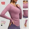 Roupas de Yoga Europeias e Americanas Transfronteiriças Decote V Manga Longa Cor Nude Cintura Franzida Emagrecedoras Justas Tops Esportivos Fitness