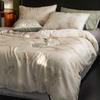Juego de cuatro piezas de verano de Lyocell Tencel 2025 Nuevo Sábanas y fundas de edredón de seda de hielo Sábanas y ropa de cama sedosas para dormir desnudo