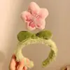 Recluta Flores de Durazno~ Linda Diadema de Felpa con Cabeza de Flor para Mujer Dibujos Animados Dulce Pasador para el Cabello Lavado Facial Diadema Peluda Antideslizante Accesorios para el Cabello