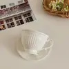 Conjunto Xícara e Pires de Café Branco Francês Xícara de Cerâmica Louça para Mesa de Chá da Tarde Estilo Britânico e Europeu Compacto Ladies Jueqin