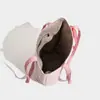 Bolso de Mano Jacquard Floral Rosa Romántico - Bolso de Hombro Estilo Cabaña Francesa con Detalle de Moño - Dulce Bolso de Mano de Lona Bordado - Bolso Comprador Versátil para Niñas, Dos en Uno + Una Cartera Pequeña