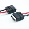 Conector hembra blanco Tipo-C con cables duales rojo y negro para equipo DIY interfaz de carga simple USB-C