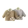 Chamarra de algodón bordada con cordero para bebé e infante, abrigo ligero acolchado para niños, prenda exterior cálida de otoño e invierno para bebé