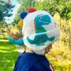 Gorro de Punto de Bebé Dinosaurio Otoño e Invierno Grueso Cálido Gorro de Punto para Niños y Niñas Neutral Protección para los Oídos Gorro a Prueba de Viento Estilo Lindo