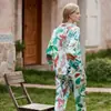 [Parrot] Pijama Novo 2025 para Mulheres, Estilo Celebridade da Internet de Seda Gelada de Manga Longa para Primavera e Outono, Conjunto de Roupa de Casa de Alta Qualidade