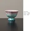 Taza de Té de Cerámica con Esmalte de Cristal de Lujo Ligero Miyen de Pie para Uso Doméstico, Taza de Té con Borde Floral para Mujer, Juego de Té Kung Fu, Taza de Maestro