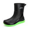 Nuevos Zapatos de Lluvia para Hombre Zapatos de Agua Caña Media Cinturilla Elástica Zapatos de Goma Antideslizantes Ropa de Exterior Pesca Suela Suave Lavado de Autos Jinete Botas de Lluvia para Hombre