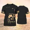 Camiseta para Hombre de Salón de Belleza Transfronterizo Ropa Transfronteriza Europea y Americana para Hombre Cuello Redondo Impresión Digital 3D Camiseta de Manga Corta para Hombre