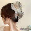 Presilha de rabo de cavalo suave e elegante com laço e fita, presilha de cabelo de alta qualidade para mulheres, presilha tipo tubarão estilo coreano