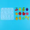 Molde de Cola de Cristal DIY Série de Frutas Cereja Uva Abacaxi Morango Brincos Pingente Chaveiro Molde de Silicone