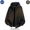 Moletom com capuz e cardigã de alta qualidade da marca NASA para homens, casual de outono, esportivo, de corte solto, jaqueta simples de alta qualidade