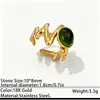 Anillo abierto de acero de titanio retro a la moda con turquesa sintética y piedra natural, sensación de lujo ligero y alta gama, anillo de acero inoxidable que no se decolora