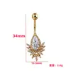 AliExpress Europeu e Americano Sexy Piercing de Umbigo Gota de Água Flor Incrustada Zircônia Unha de Umbigo Joia de Piercing para Corpo Humano Fivela de Umbigo